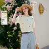 Women's Fragrant Cherry Embroidered Short Sleeve T-shirt