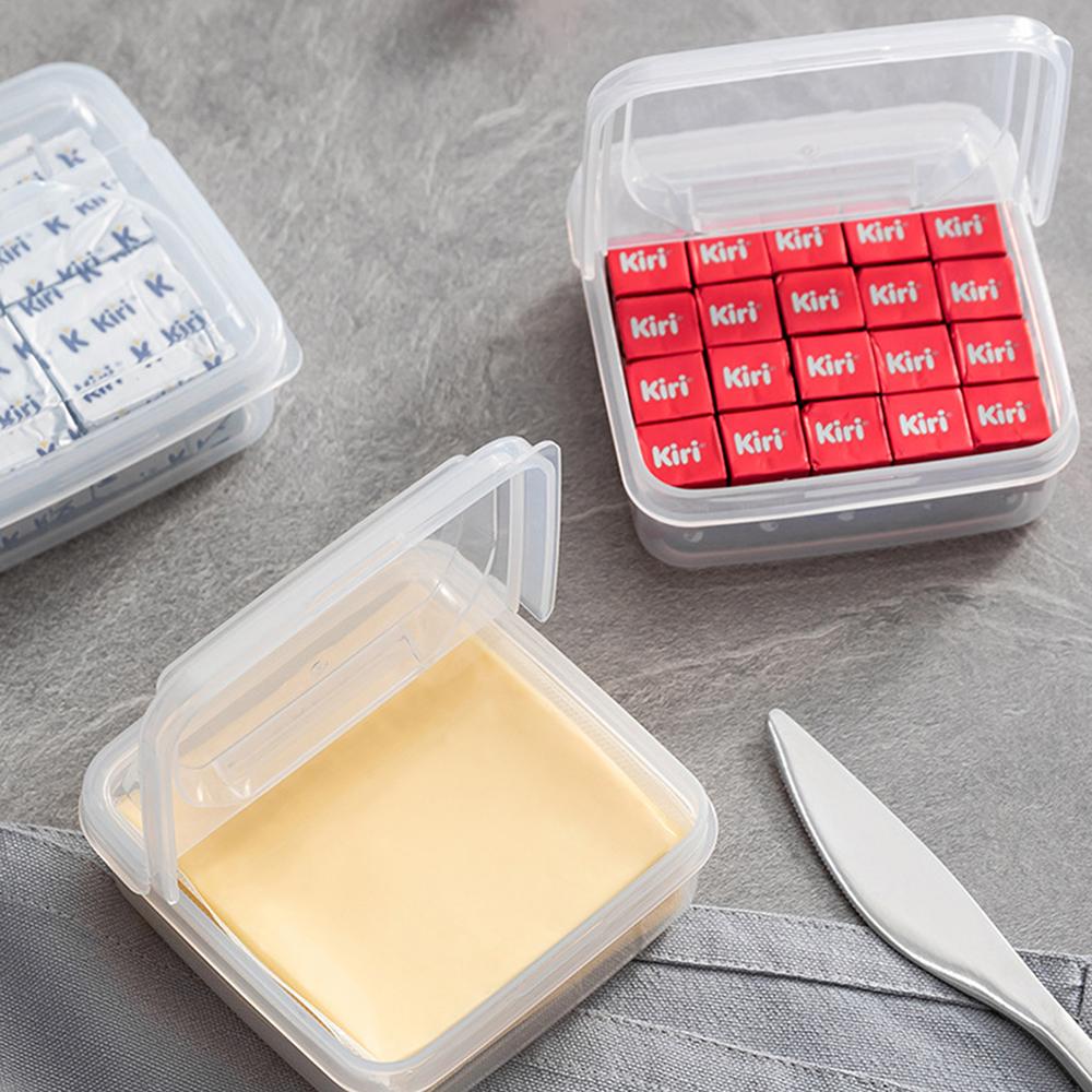 1PC Plastic transparent refrigerator storage box, flip cheese box, kitchen packaging seasoning storage box