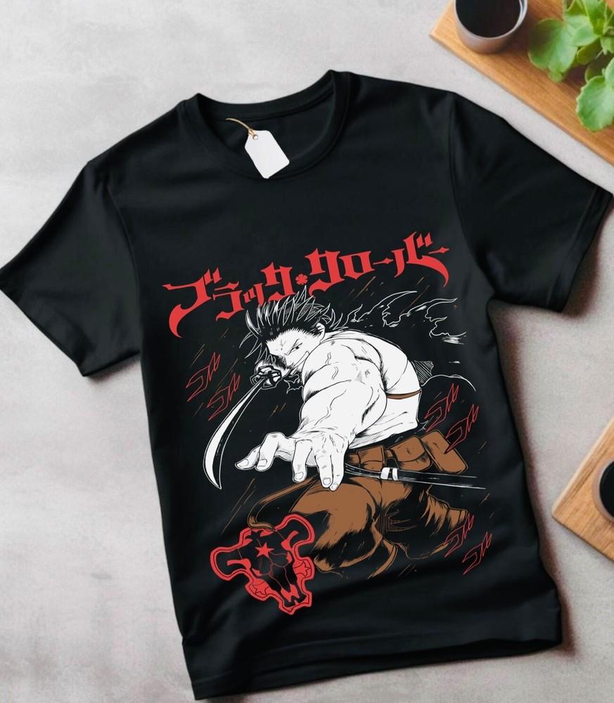 

Asta Yuno T-shirt Black Clover Top Anime Manga Girl Gifts Black Shirt kids gift XL