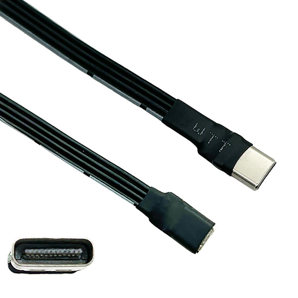 USB C Male to USB C Female Extension Cable 90 Degree Ribbon Flat USB C Cable 18W Charging Data Transfer 480Mbps