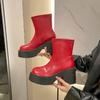 Botas De Mujer 2024 Winter Padded Cotton Boots Waterproof Platform Thick High Heel Back Zip Short Boots Versatile Shoes Women