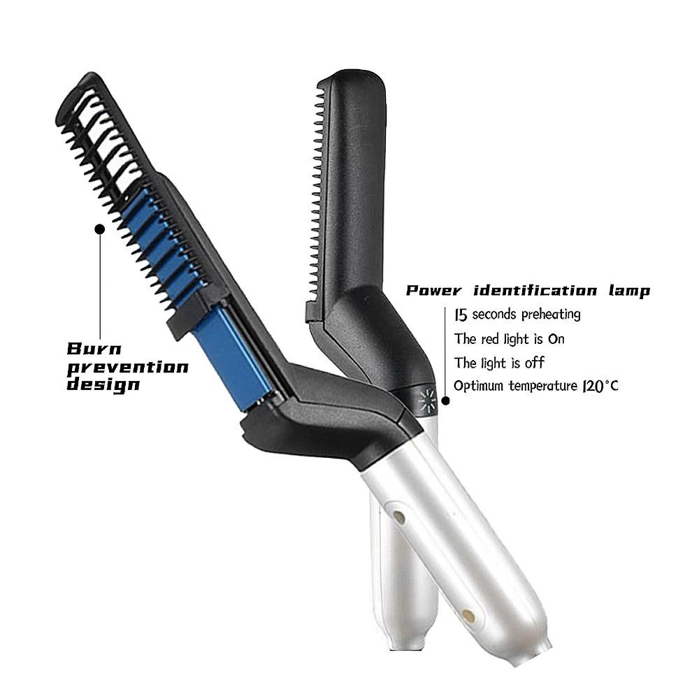 Portable Design Electric Hair Comb Brush Fast Heating Beard Comb Mustache Curler Comb For Men