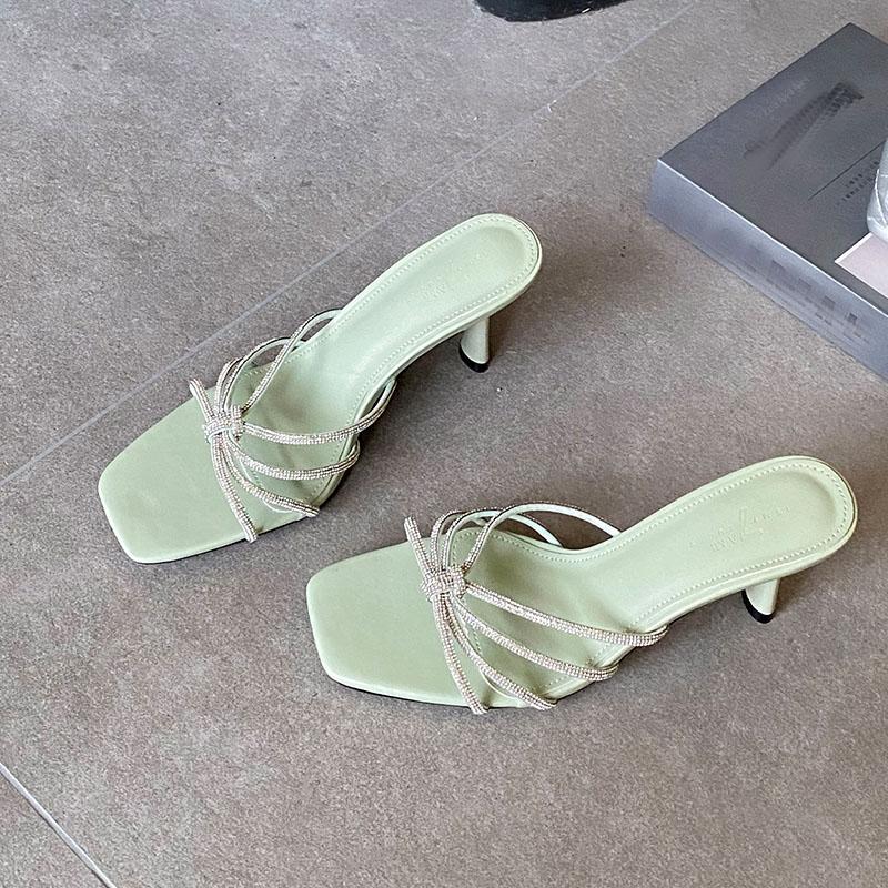 Party Sexy Ladies High Heels Pumps Slides Shoes Female Slip On Footwear Luxury Rhinestones Women Thin Heels Shoes