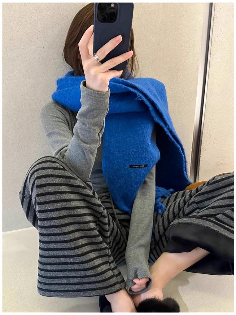 2025 Spring European Style Striped Wide-Leg Plus Size Women's Casual Floor-Length Pants