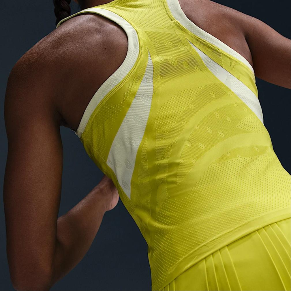 Nike Striped Jacquard Pattern Slim Fit Sleeveless Tank Top Women Tops Yellow FZ6475-344