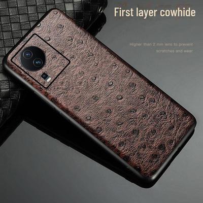 High-end Genuine Leather Protective Cover for iQOO Neo7, Featuring Racing Cowhide Ostrich Pattern and All-inclusive Design.