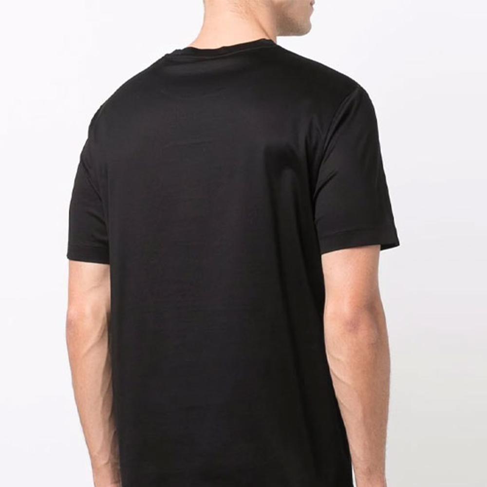 Emporio Armani FW21 Logo Embroidered Solid Color Crew Neck Short Sleeve T-Shirt Men Tops Black 6K1T6R-1JQ3Z-0999