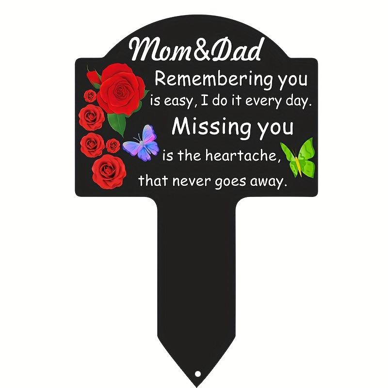 1pc Garden Memorial Stake for Mom/Dad/Brother/Mom and Dad/Husband/Wife and Other Relatives, Flower Butterfly Theme for Cemetery
