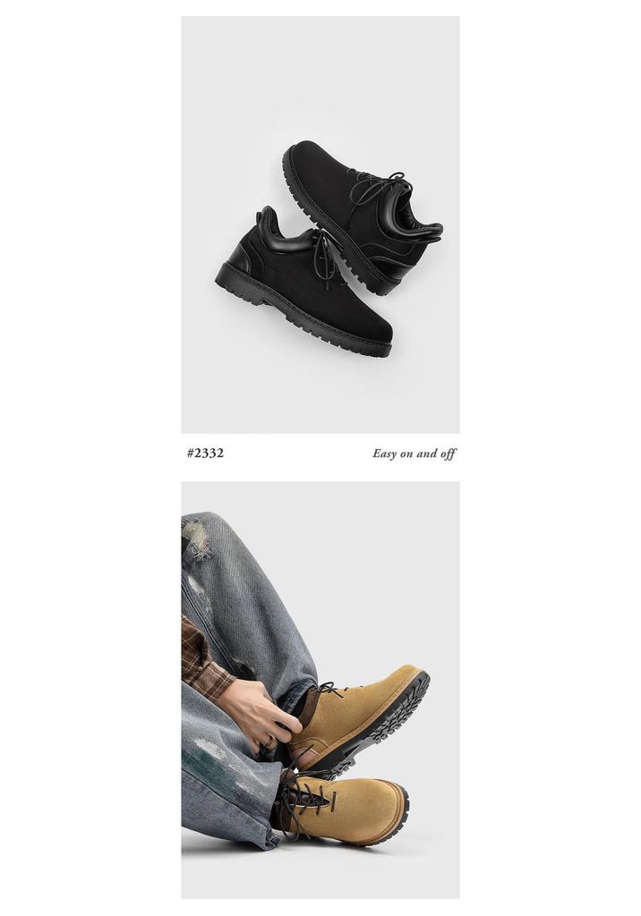 2026 Spring/Autumn Retro Versatile Men's Leather Lace-up Work Boots - British Style Casual Martin Boots