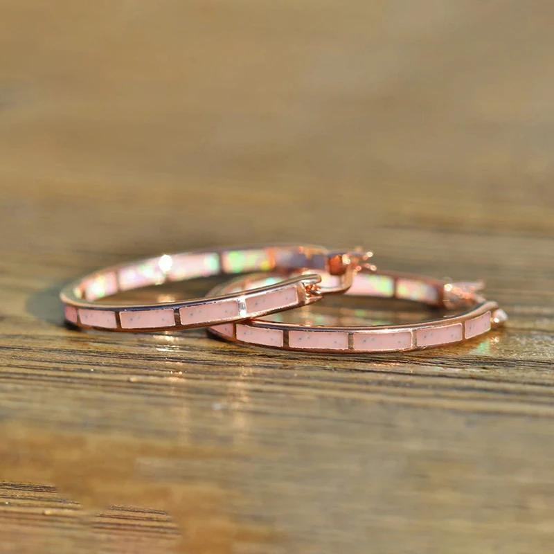 Creative Enamel Hoop Earrings for Women Gold Color/Rose Gold Color Temperament Sweet Girls Earrings Party Fashion Jewelry