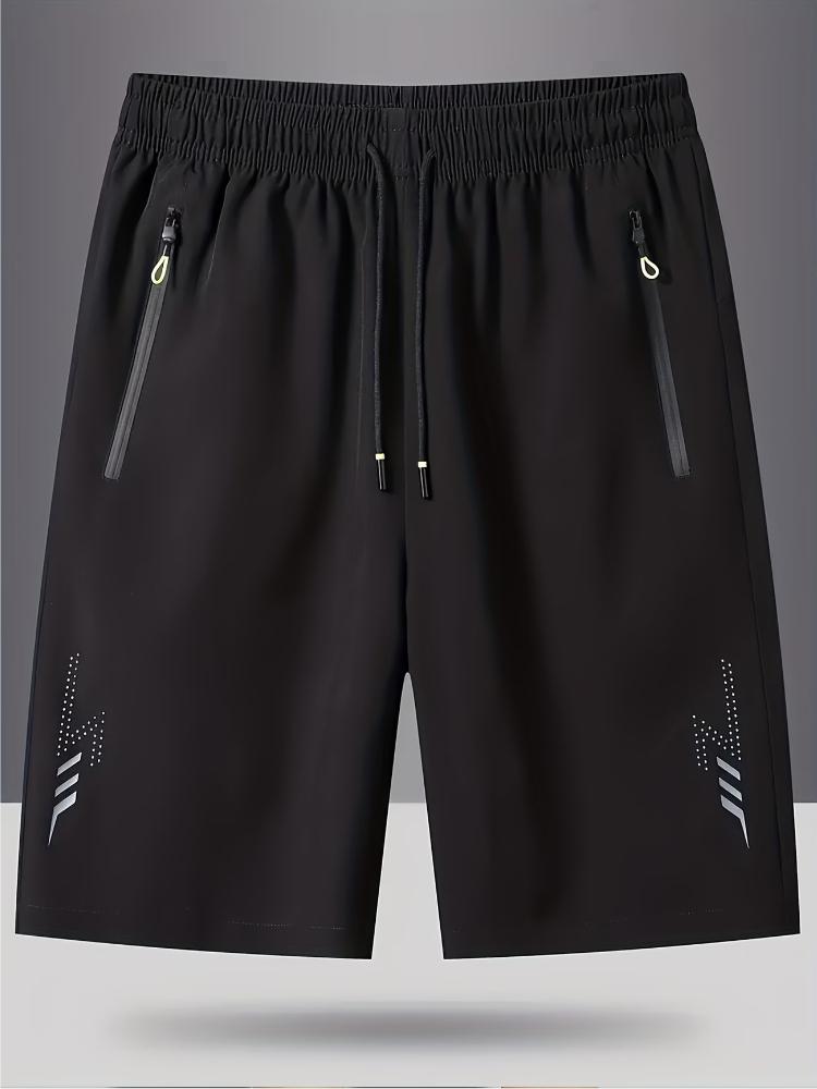 Herenijs Zijdevezel Stof Atletische Shorts - Zachte Comfortabele Stof met Bliksemflits Print, Elastische Tailleband & Trekkoord, Zijzakken