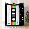 A Retro Cassette Tape Design Featuring Vertical Rainbow Stripes. for All Seasons Blanket Lunch Break Throw Gift