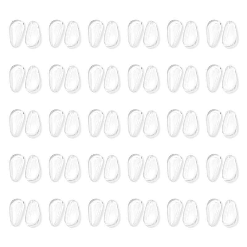 30 Pairs 1mm Clear Nose Cushions Anti Slip Silicone Pads Secure for Full Frame Glasses and Sunglasses