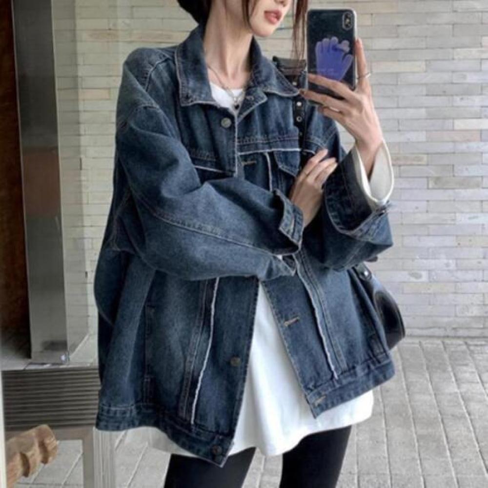 New ArrivalS Open Run Women S Viroki Jacket Denim Dark Blue looSe Fit