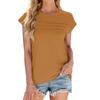 Women's Fashion Casual Basic Textured Solid Color Neck T-Shirt Vest Top