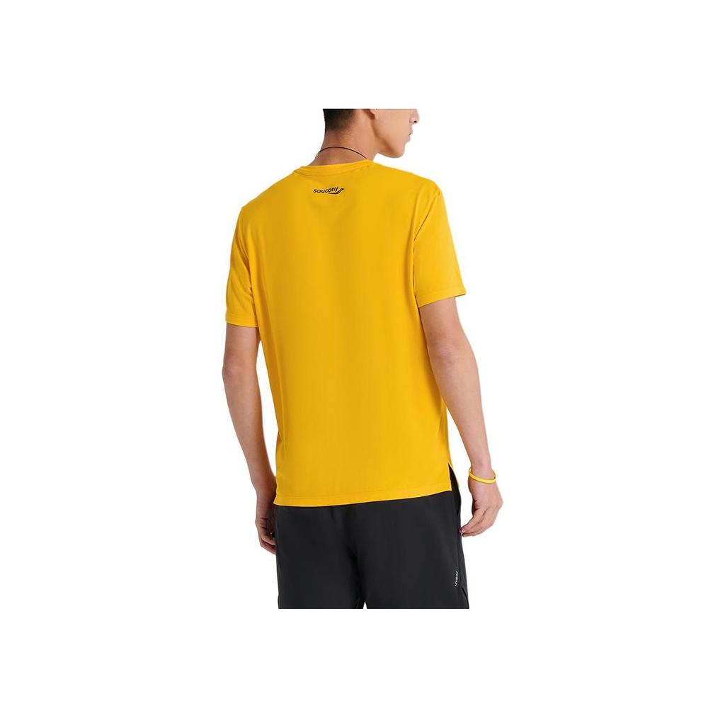 Saucony Logo Print Round Neck Breathable Knitted Casual Running T-Shirt Men T-Shirts Orange SC2229224-2