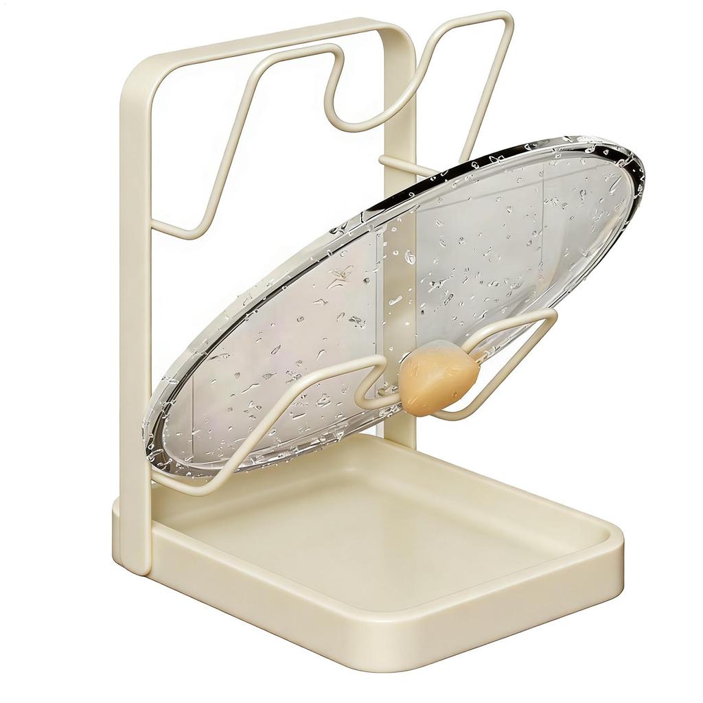 Pot Lid Organizer Space Saving Anti-Slip Kitchen Stand Kitchen Lid Rack for Pot Pan for Ladle Spatula Spoon Plate Dish Cabinet