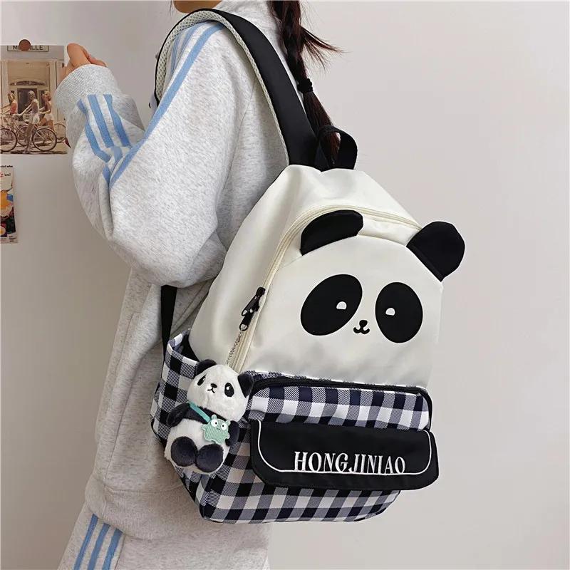 Women Cute Cartoon Panda Schoolbag 2024 New Kindergarten College Students Backpack Girl Large Capacity Light Backpack