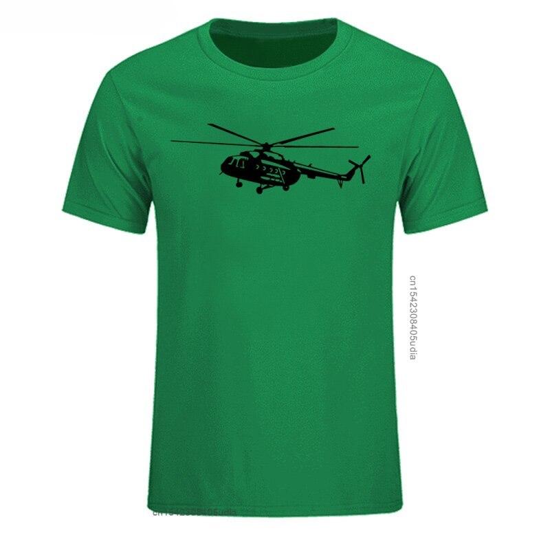 Summer Mens T Shirt Short Sleeve Cotton Print Mi8 Helicopter TShirt Casual Shirt Cool Tees Tops Streetwear Cotton Fabric