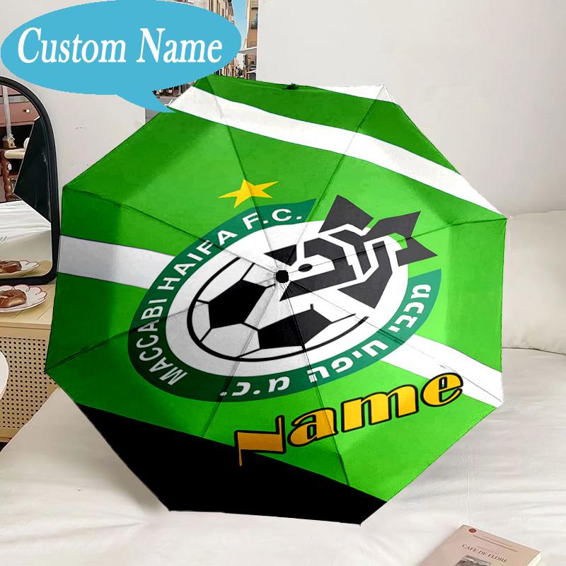 Custom Name Umbrella Maccabi Football Crest Umbrella 8-Frame for Travel, Camping, Casual Lightweight Portable, Essential for Family Gifts