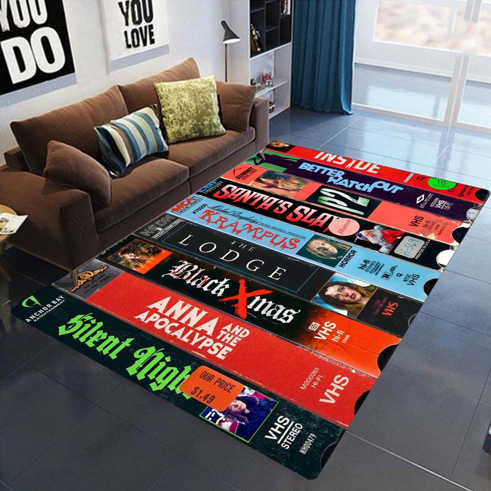 Creative Retro Horror VHS Area Rugs Anti-slip Carpets for Living Room Sofa Decor Man's Bedroom Popular Rug Sofa Floor Mat Room
