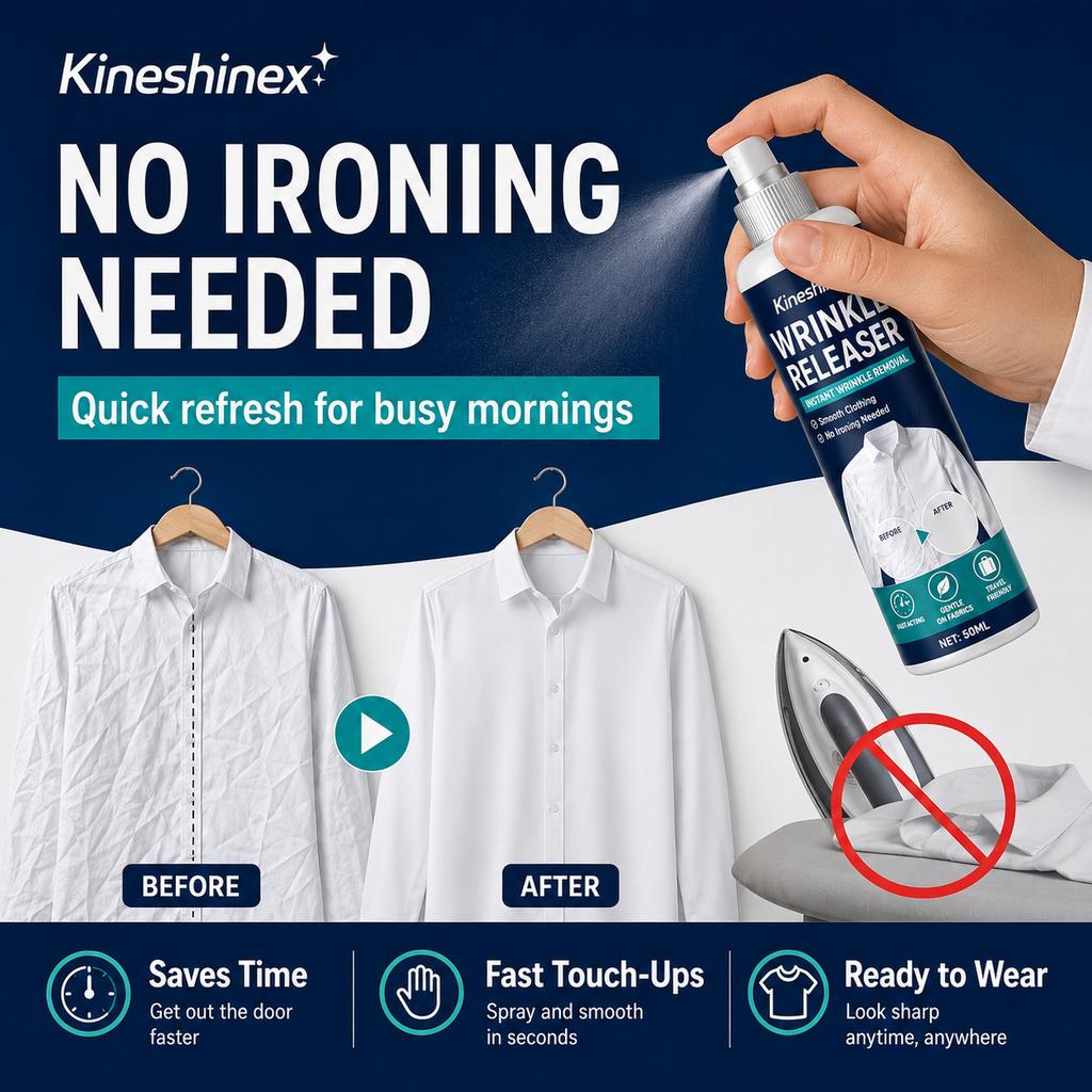 Wrinkle Releaser Spray, 50ml Portable Clothing Spray, No Iron Fabric Spray for Travel & Daily Use