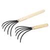 Garden Hand Rake 5 Steel Tines Wooden Handle Ergonomic Design Claw Cultivator for Tilling Loosening 