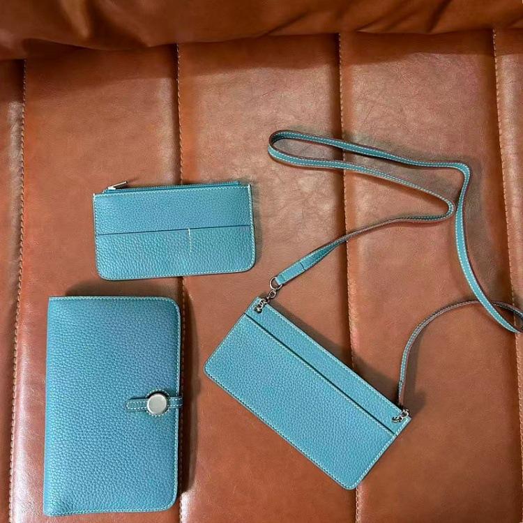Высококачественный кошелек из коровьей кожи высшего слоя, многофункциональный, с длинным ремешком, из натуральной кожи, держатель для документов и билетов, сумка для путешествий для женщин, визитница TC 20x2.5x12cm синий