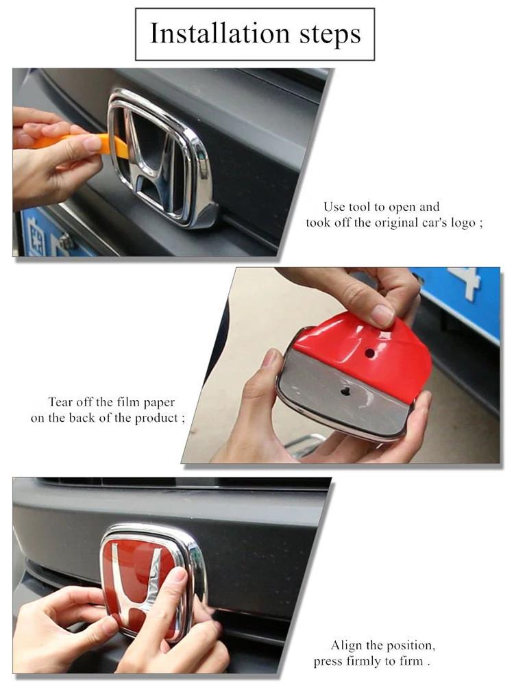 Car Logo Badge Front Grille Trunk Steering Wheel Decoration Accessories For Honda Fit GK5 HRV Vezel Accord Civic Cars Emblem aju256