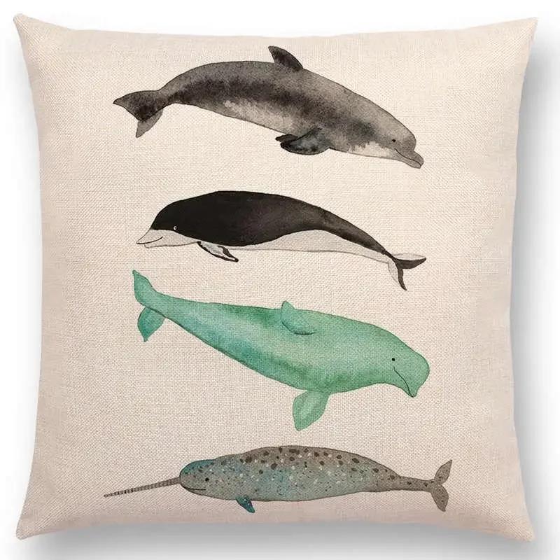 Newest Fashion Nordic Style Whale Cushion Cover Ocean Whales Home Pillow Case   Pillows Covers