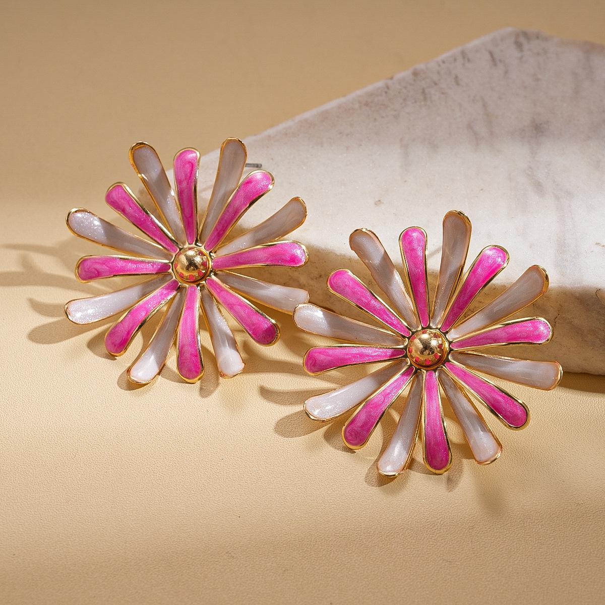 Oil drop flower petals steel needle stud earrings sweet earrings earrings