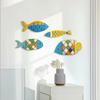 4 Pcs Wooden Fish Nautical Wall Decor Rustic Coastal Ocean Fish Wall Art Vintage Beach Lake House Hanging Sculpture for Bedroom Living Room
