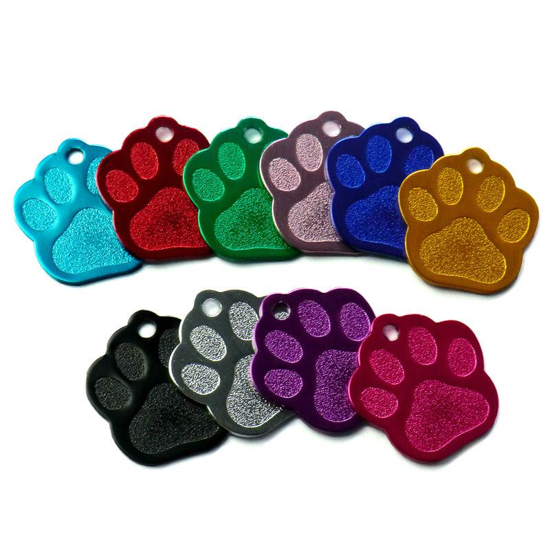 100Pcs Paw Pet Dog ID Tag Custom Engraved Name Plate Phone Dogs ID Tags Personalized Aluminum Pet Pendant Key Chain