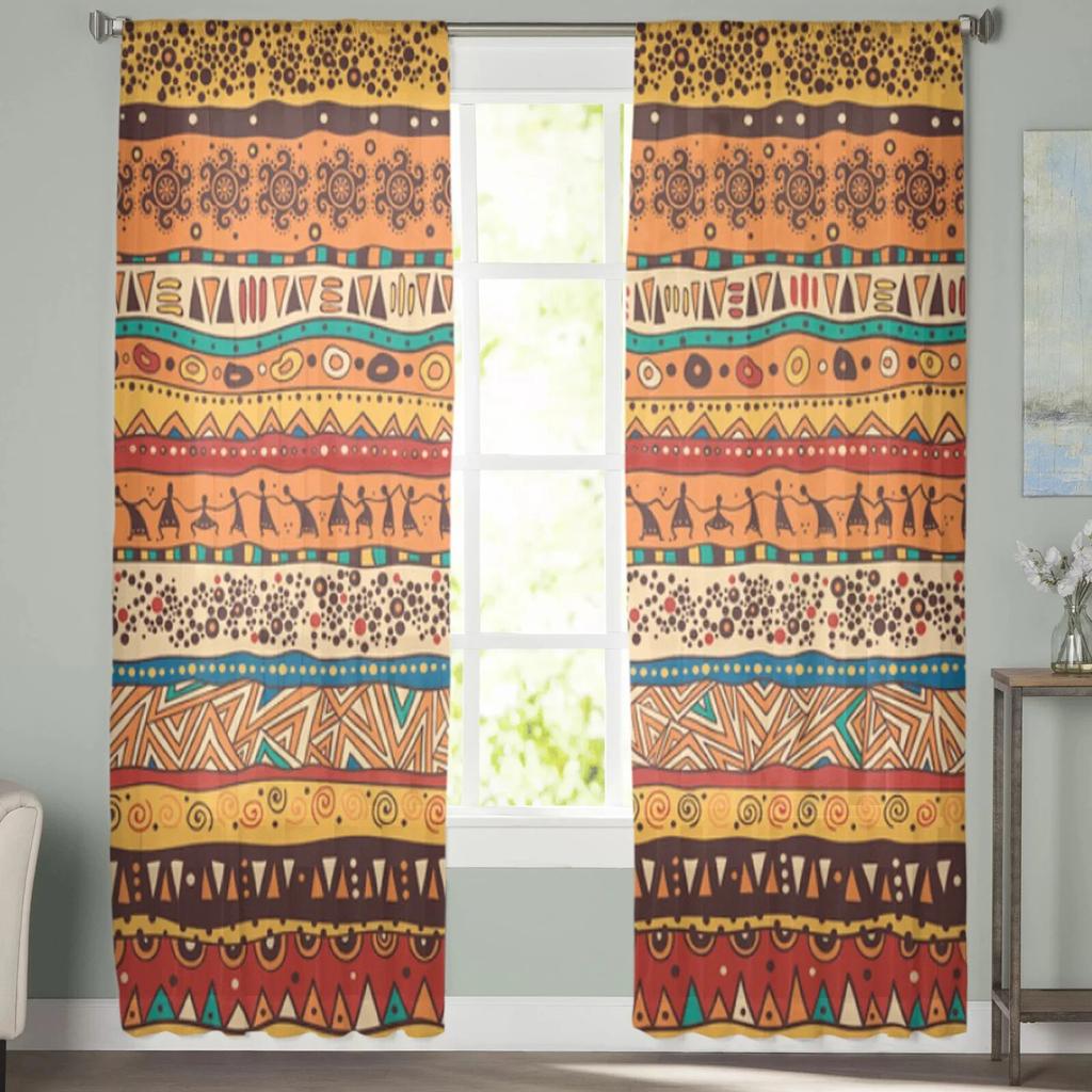 Durchsichtige Vorhänge im afrikanischen Stil für Wohnzimmer, Kinder, Schlafzimmer, Tüllvorhänge, Küche, Fenster, Behandlungsvorhänge