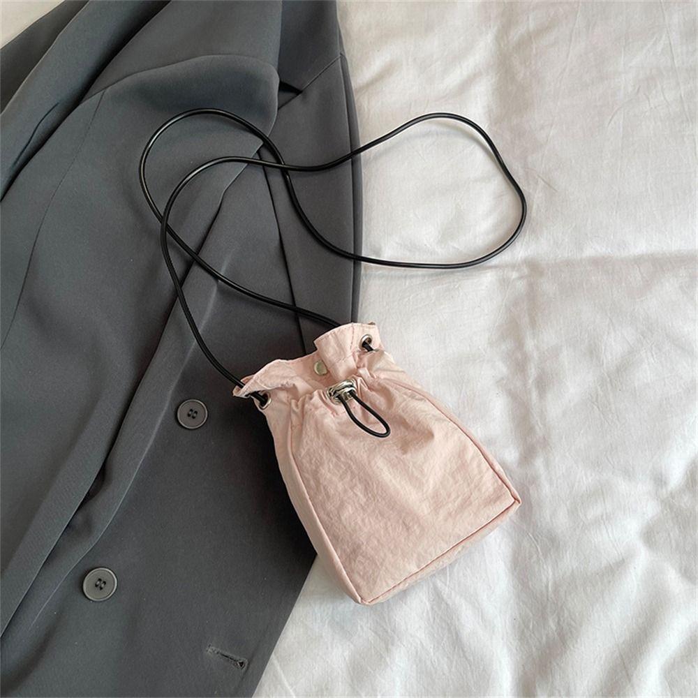 Fashion Minimalist Solid Shoulder Crossbody Bags Girls Messenger Bag Lightweight Phone Bag Nylon Small Coin Purse