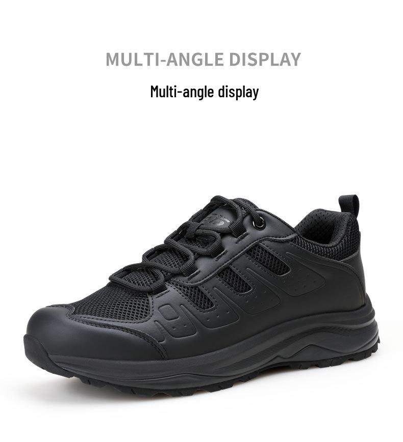 Jinhua Men's Breathable Black Outdoor Hiking Shoes - Wear-Resistant, Summer Training, Off-Road, Sports Running Shoes.