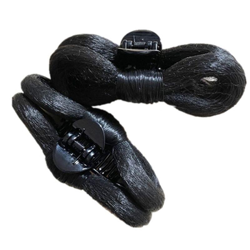 

Детский Девочка Древний Костюм Бант Ленивый Новичок Парик All black silk-long 10 Bows grip a pair