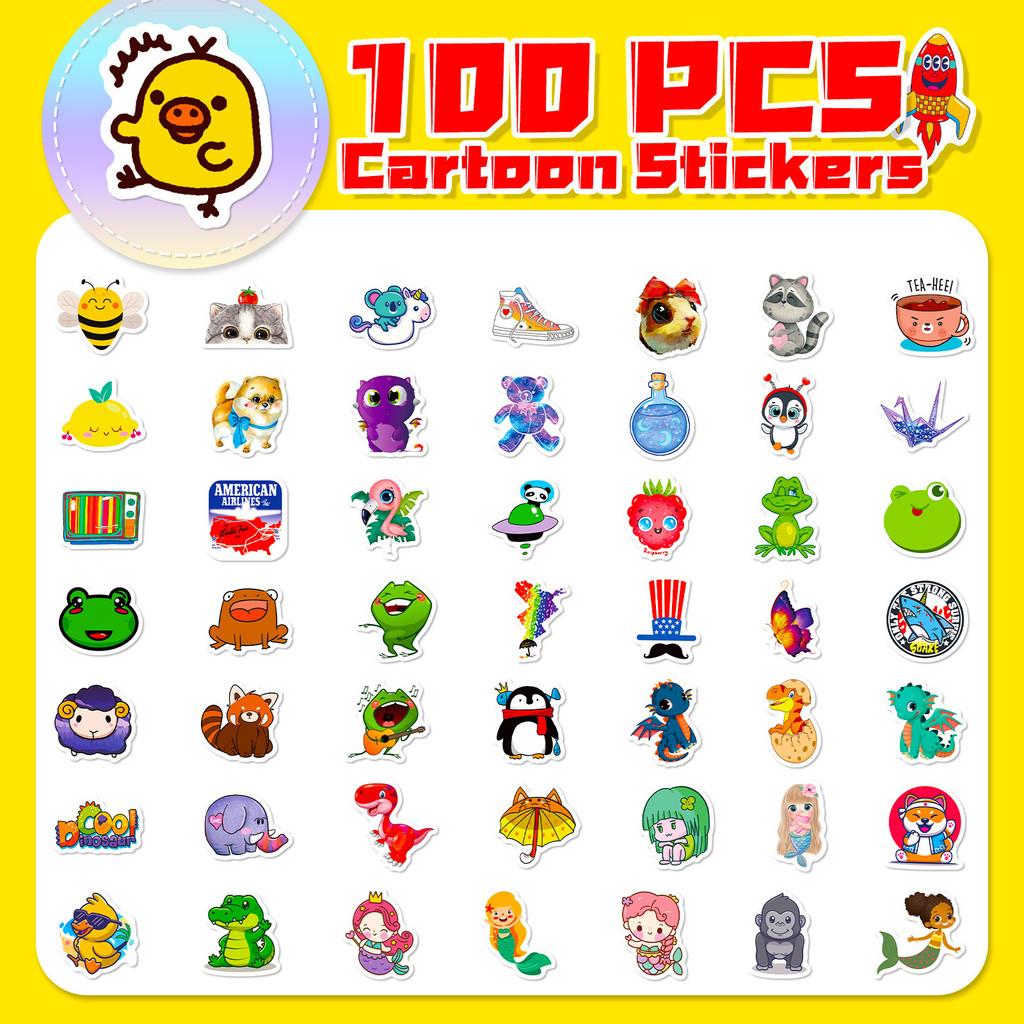 100PCS Cartoon Cute Little Fresh Mixed Animal Graffiti Stickers for Bicycle Pencil Case Decals BulingBulingStickers Store