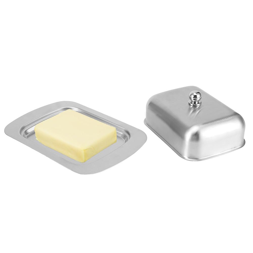 Butter Dish Stainless Steel Dessert Bowl Cheese Bread Box W Handle Cover Kitchen Accessories