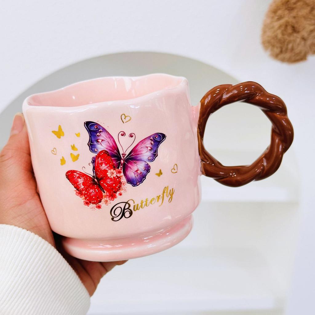 Papa Ente mit Deckel Tasse Niedliche Keramiktasse Paar Hoch aussehendes Mädchen Herz Geschenk Mädchen Wasserbecher