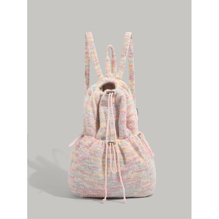 

Autumn Winter Cute Girly Backpack for Women 2024 New Niche Plush Small Backpack Lazy Style Commuter Backpack Rainbow Color