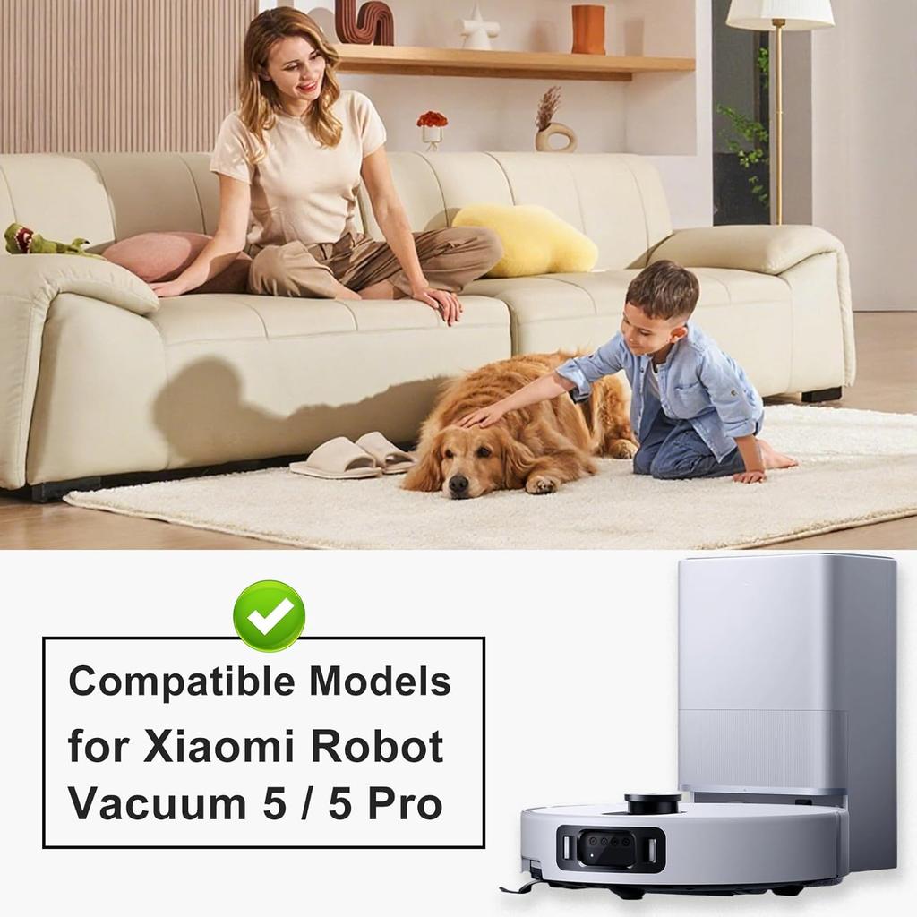 עבור שואב רובוטי שיאומי 5 OV31GL / 5 Pro OV21GL אביזרים: מברשת ראשית, מברשת צד, מטלית, פילטר, שקית אבק