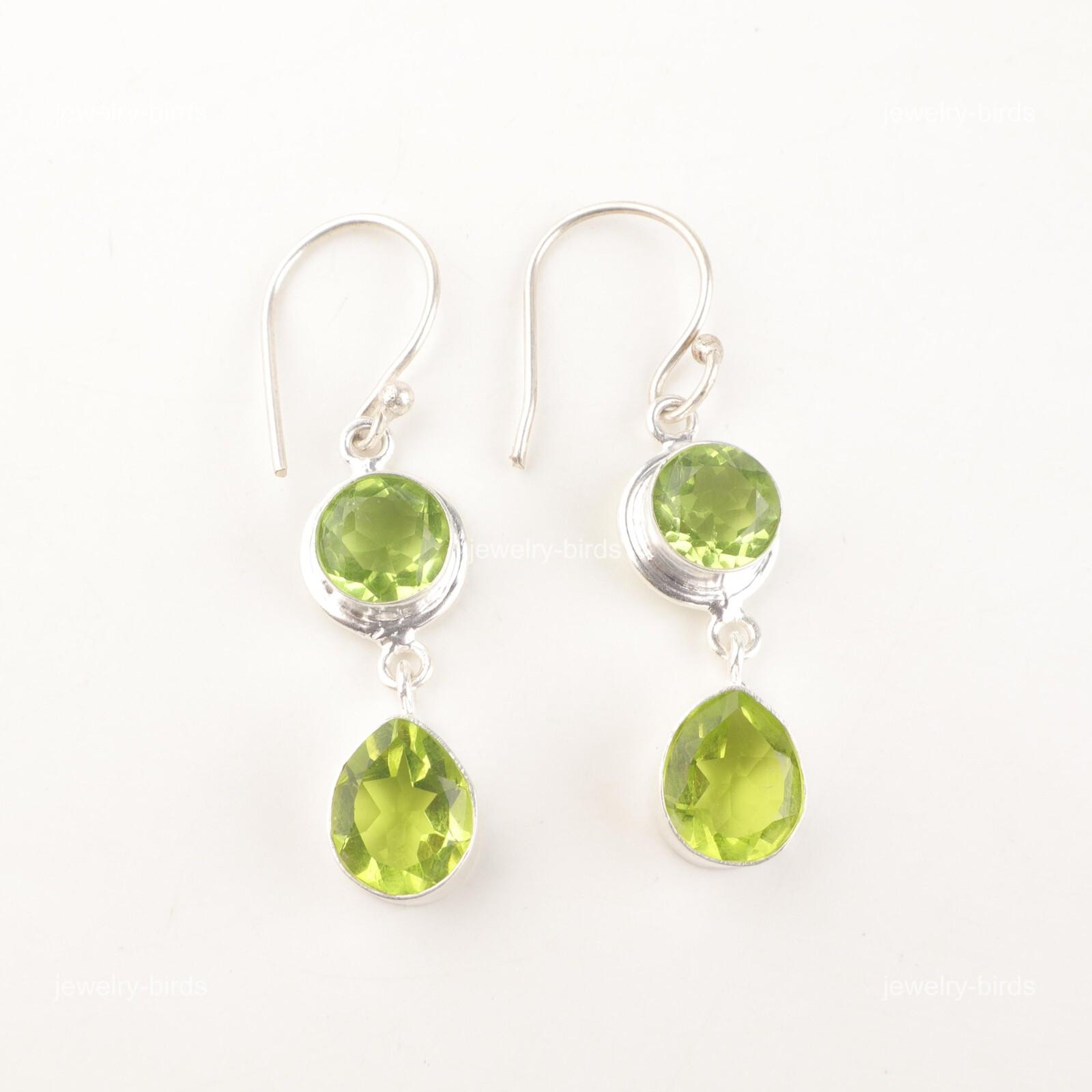 

Mothers day Deal Natural Peridot 925 Silver Wife Gift Dangle Hook Boho Earrings EE-142-9