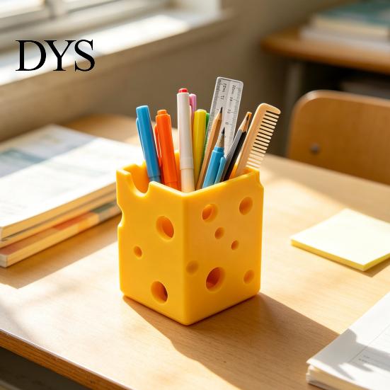 Versatile Entryway Organizer Creative 3D Printed Cheese Pen Holder, Cute Desktop Organizer, Funny Office Desk Gift Multifunctional Storage Ornament