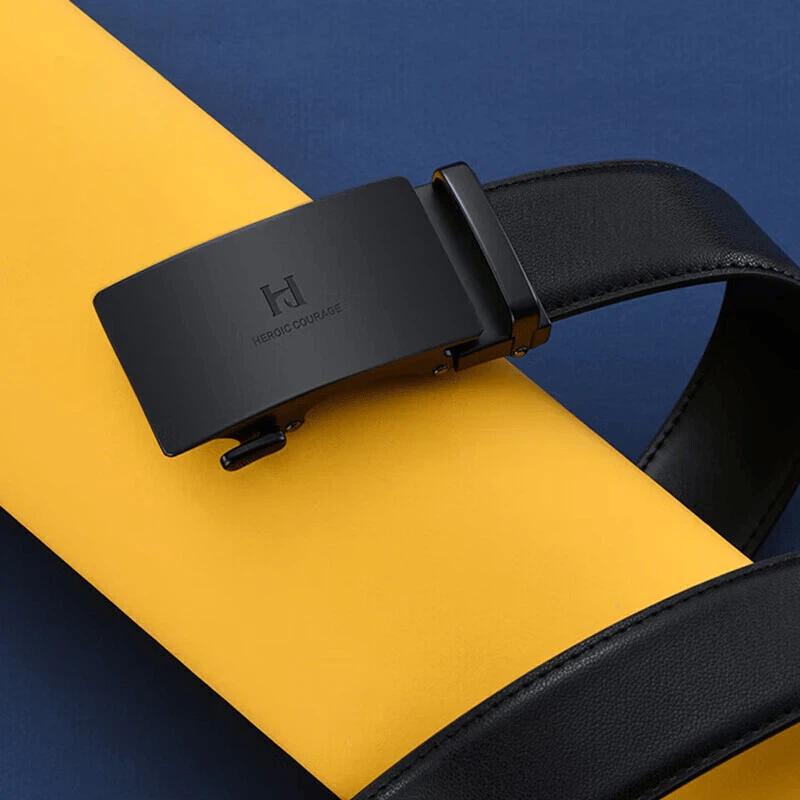 HLA Men's Belt with Automatic Buckle, Leather Business Casual Waistband, 110cm-15cm