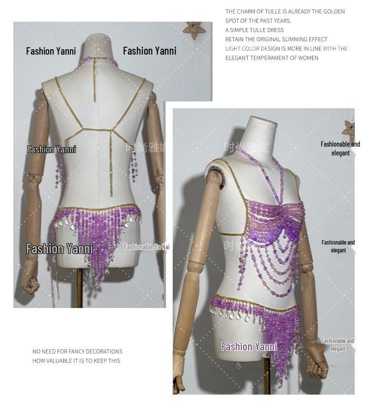 Yanni Hot Girl Perlen Körperkette Halskette und Midi-Rock Set