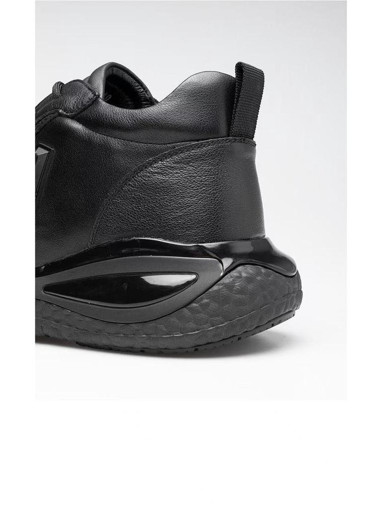 2025 Spring/Autumn Men's Black Casual Soft Leather Sneakers