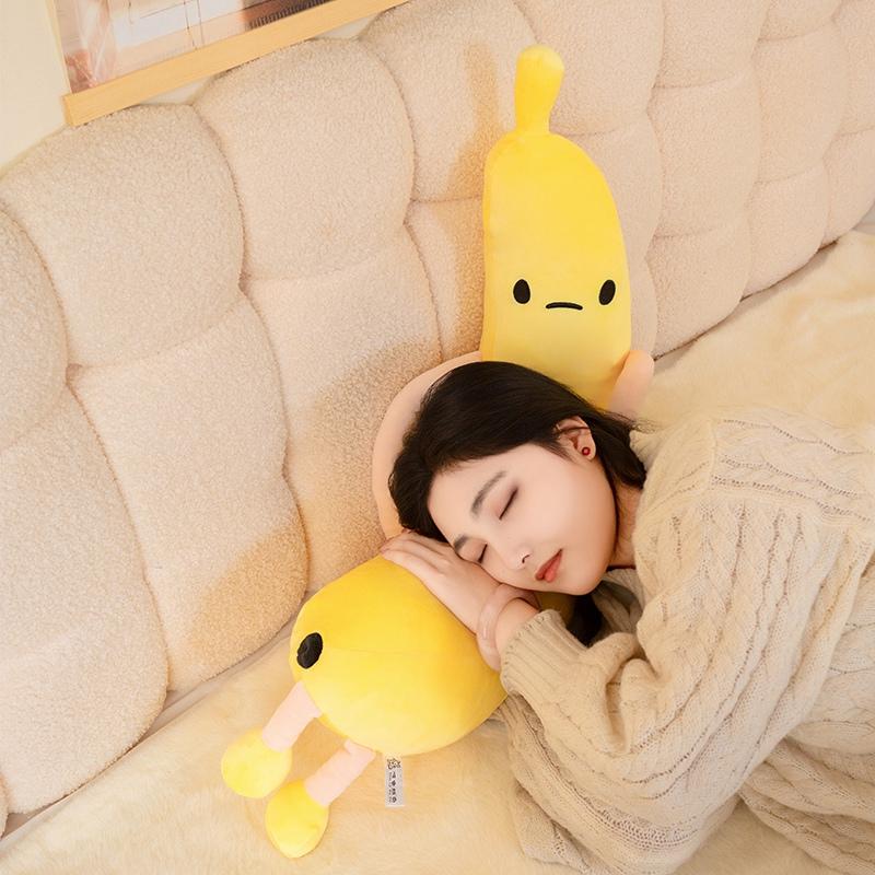 80/100Cm Humanoid Plush Banana Eggplant Toy Stuffed Fruit Plushie Sleeping Companion Present