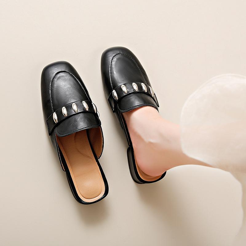 Fashion Low Heeled Baotou Slippers for Women 2025new Summer Outfit Fashionable Fairy Style Comfortable One and A Half Slippers for Women