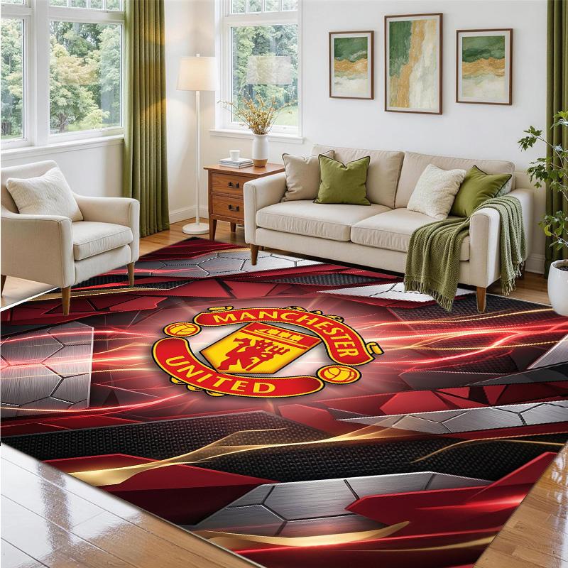 Manchester United Design Krystallfløyel Teppe Myk Dekorativ Matte for Soverom Inngang